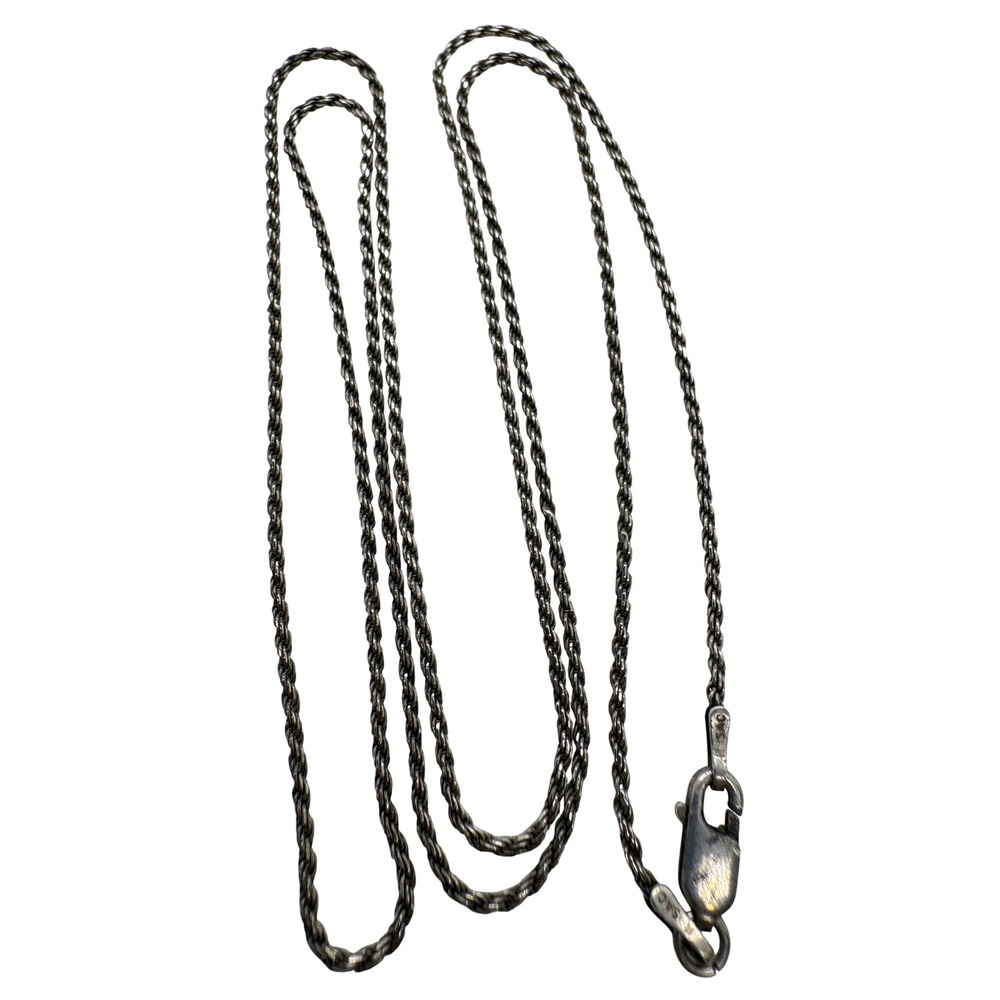 SAC Italy Vintage Sterling Silver Rope Chain Necklace 25 Inch 1.3mm Patina 925